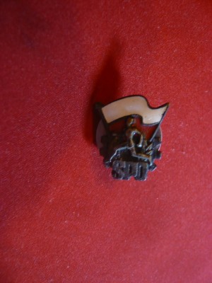 Insigna Sportiva Polonia SPO cu surub ,h= 2 cm ,metal si email foto