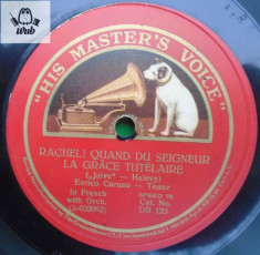 Enrico Caruso disc patefon gramofon His master&amp;#039;s voice DB 123 stare impecabila! foto