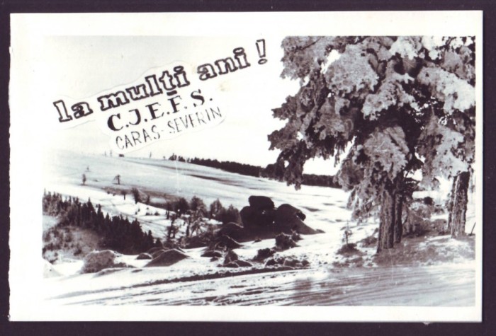 1972 Felicitare foto La Multi Ani peisaj hibernal, CJEFS Caras-Severin