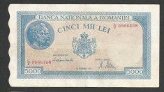 ROMANIA 5000 5.000 LEI 10 OCTOMBRIE 1944 [2] P-55 , XF++ foto