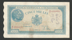 ROMANIA 5000 5.000 LEI 10 Octombrie 1944 [31] filigran bnr orizontal foto