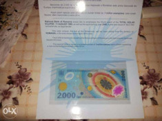 bancnota de 2000 lei cu eclipsa din anul 1999 foto