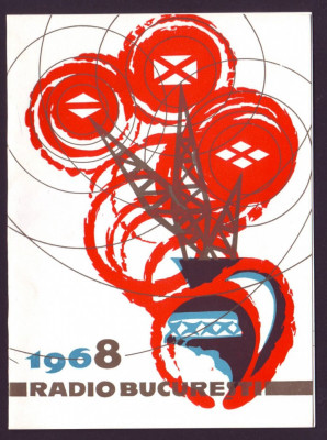 1968 Felicitare La Multi Ani, Radio Bucuresti, grafica militanta, propaganda foto