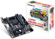 Placa de baza GIGABYTE Socket AM3+, 78LMT-USB3, AMD 760G, 2* DDR3 1333(OC)/1066, VGA/DVI/HDMI, 1*PCIEx16/1*PCIEx1/1*PCI, 6*SATA2 (RAID), 1*IDE, bulk foto