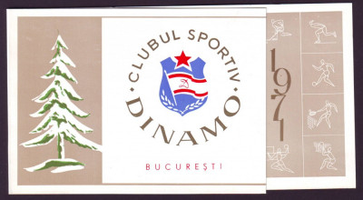 1971 Felicitare La Multi Ani, Clubul Sportiv DINAMO Bucuresti, emblema foto