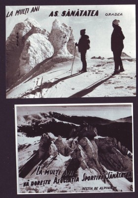 1969 2 Felicitari foto La Multi Ani, Clubul AS Sanatatea Oradea, Sectia Alpinism foto