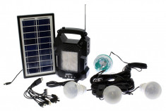 Panou solar kit fotovoltaic 4 becuri radio mp3 USB incarcare telefon GD8050 foto