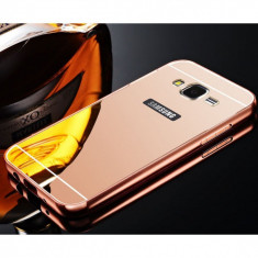 Bumper Samsung Galaxy J5 J510 2016 Aluminiu + Capac Mirror Rose Gold foto
