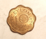 CEYLON 10 CENTI 1944 UNC, Asia