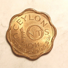 CEYLON 10 CENTI 1944 UNC