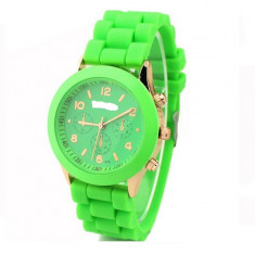 Ceas unisex silicon verde + cutie simpla cadou