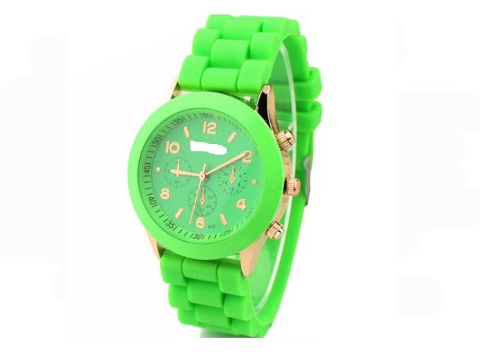 Ceas unisex silicon verde + cutie simpla cadou