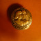Insigna Araba Spartakiada ,d= 2 cm ,metal argintat sau argint, cu picior
