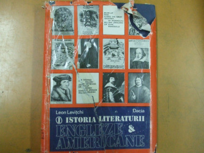 O istorie a literaturii engleze si americane L. Levitchi vol 1 Cluj 1985 001 foto