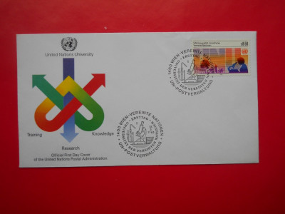 HOPCT PLIC S 481 CERCETARE 1985 ONU NATIUNILE UNITE BIROUL DIN VIENA -FDC foto