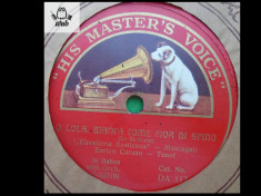 Enrico Caruso disc patefon gramofon His master&amp;#039;s voice DA 117 stare impecabila! foto
