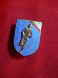 Insigna Campionatele Internationale Atletism 1955 Bucuresti h=2,7 cm metal