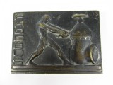 c Prespapier vechi din bronz Art Deco cu recalma, Fabrica Phoebus Oradea