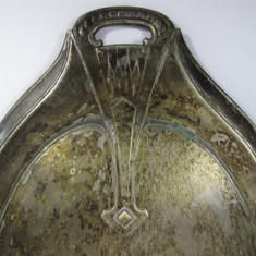 c Faras vechi pentru masa din metal argintat Secession, Art Nouveau, marcat