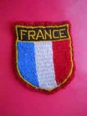 HOPCT EMBLEMA SPORTIVA FRANTA FRANCE TRICOLOR D= 65/50 MM-MATERIAL TEXTIL foto