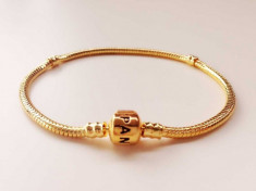 Bratara PANDORA Argint GOLD AUR 14K filled marcata ALE 925 lungimea de 20-21cm foto