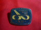 Insigna SIRDSC Buzau 1988 , h=3,5 cm ,metal si email
