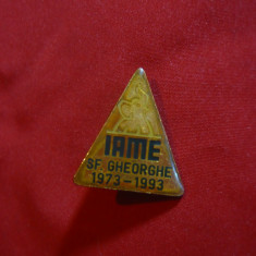 Insigna IAME Sf.Gheorghe - 20 Ani , metal , h=2,6 cm