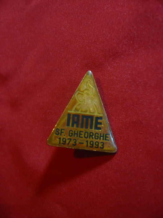 Insigna IAME Sf.Gheorghe - 20 Ani , metal , h=2,6 cm