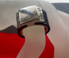 unisex-Inel barbati INOX cu PIELE / ghiul- VERIGHETA marimea 8,18 mm