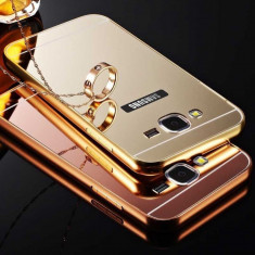 Bumper Aluminiu Samsung Galaxy Core Prime G360 + Capac Mirror Gold foto