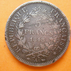 5 FRANCS, FRANCI 1848 ARGINT