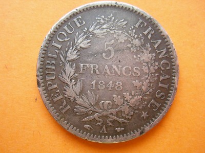 5 FRANCS, FRANCI 1848 ARGINT foto