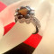 Inel placat cu AUR ALB 18K si cristal zirconia-Swarovski maro- marimea 6 ,16 mm