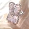 Inel cu piatra mare - PLACAT CU AUR ALB 18k si Swarovski - marimea 8 , 18 mm
