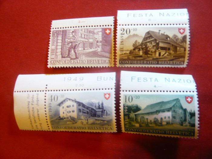 Serie Confederatia Elvetiana , Elvetia 1949 , 4 valori