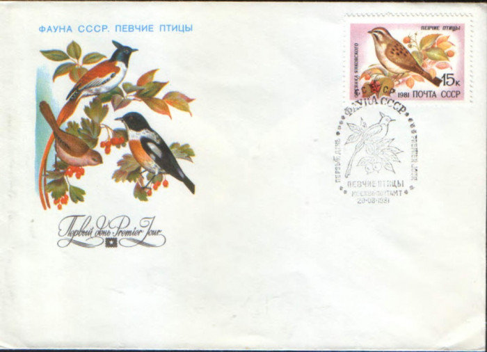 Rusia/URSS - 1981 - fdc ,Pasari cantatoare - Presura