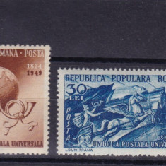 ROMANIA 1949 LP 255 ANIVERSAREA A 75 DE ANI UPU SERIE MNH