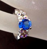 Inel albastru- inox placat cu AUR 18k si cristale - marimea 6