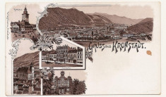 litografie Brasov Gruss aus Kronstadt litho foto