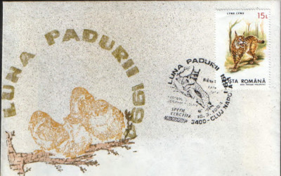 Romania - 1994-Plic oc.- Luna Padurii Cluj - Rasul,specie ocrotita - 2/scanuri foto