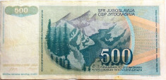 Bancnota 500 Dinari / Dinara - Yugoslavia, anul 1990 *cod 264 foto