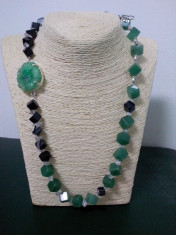 Colier lung ,aventurin,agate,cristal de stanca,cuart solar verde,elegant,chic foto