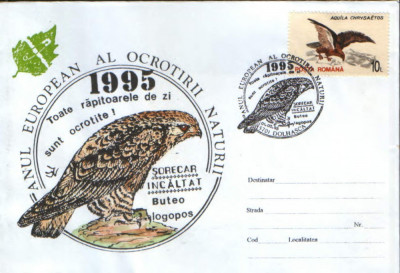 Romania - 1995-Plic oc.- Anul European al Ocrotirii Naturii - Sorecar incaltat foto
