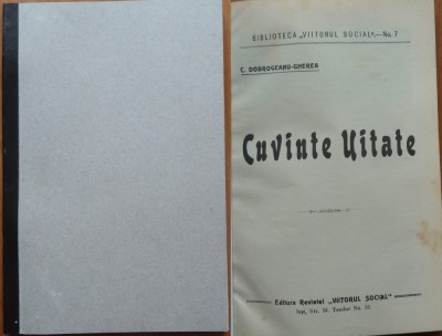 Biblioteca Viitorul Social , Dobrogeanu Gherea , Cuvinte Uitate , 1908 foto