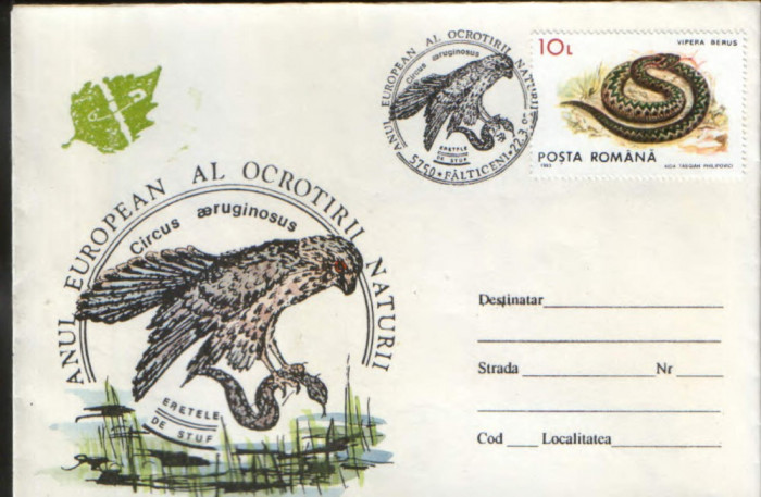 Romania - 1995-Plic oc.- Anul European al Ocrotirii Naturii - Eretele de stuf