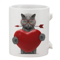 Cana Personalizata ?Pisica cu inima si sageata Efect 3D? foto