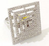Inel-Placat cu aur alb 18k si cristale Swarovski- marimea 9, 19mm/ 60mm STANTAT