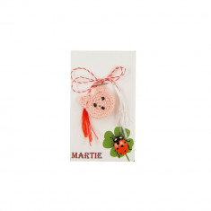 Martisor Brosa Crosetat Manual Ursulet Roz Pal foto