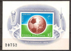 CM fotbal, Munchen, 1974, colita nedantelata, nr. lista 853, MNH foto