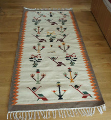 Covor, Carpeta tesuta manual, din lana 100%, ecologica, stil rustic foto
